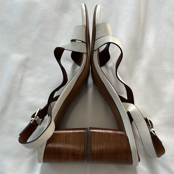 Naturalizer Arianna White Leather Block Heel Strappy Sandals - Picture 3 of 5